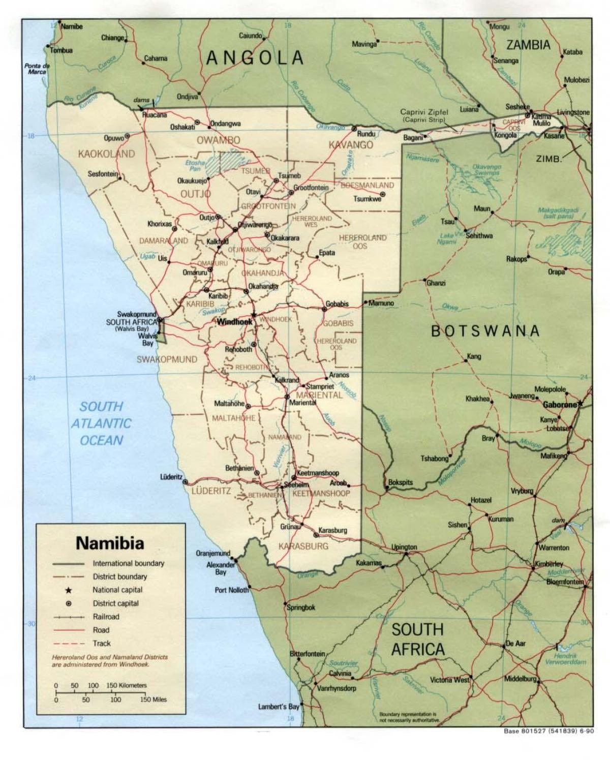 detaljert kart over Namibia