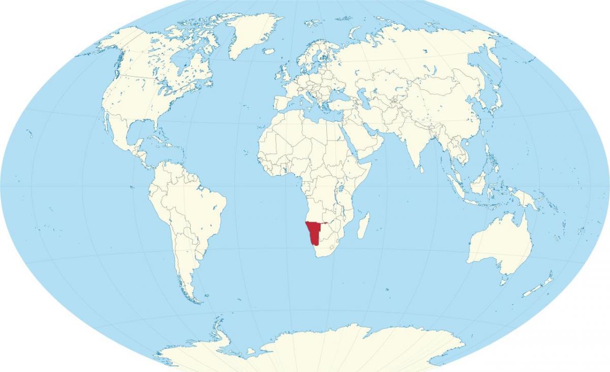 Namibia plassering på verdenskartet
