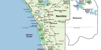 Kartet av Namibia