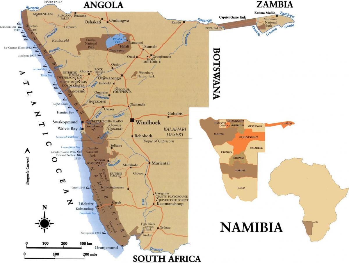 Kart over skillsmap Namibia